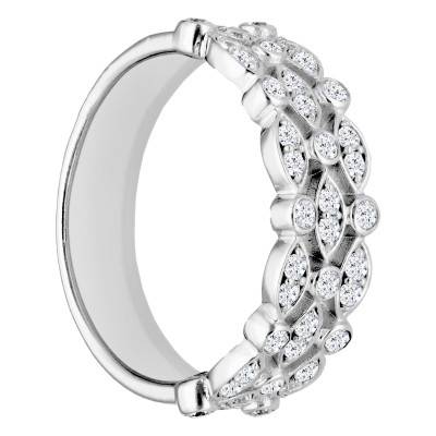Alliance en Or Blanc 750 & Diamants 0,40 ct, Largeur 5,30 mm - Alliantine