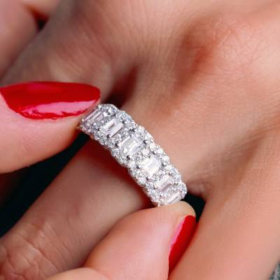 Alliance en Or Blanc 750 & Diamants Rectangulaires 2 ct, Largeur 2,95 mm - Alliantine