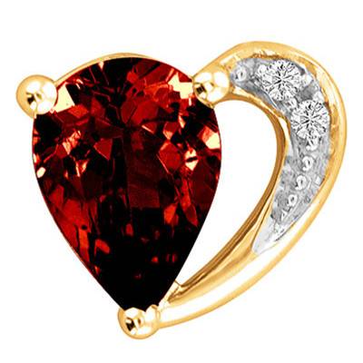 Yellow Gold Garnet & Diamond Heart Pendant - Aurora