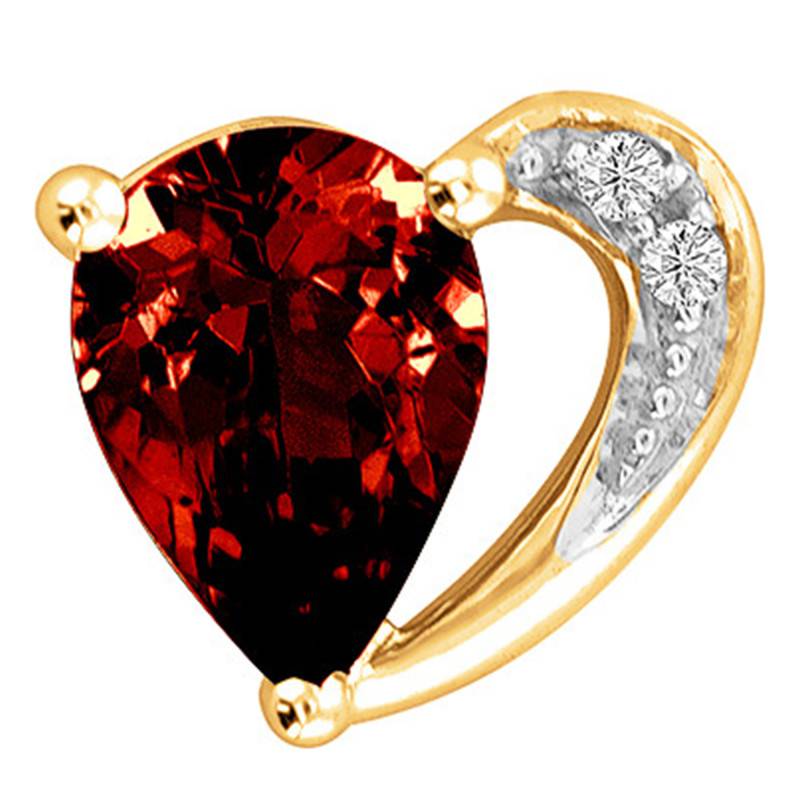 Yellow Gold Garnet & Diamond Heart Pendant - Aurora