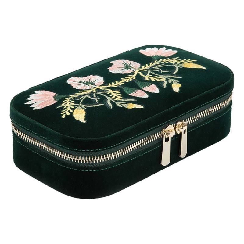 Forest Green Velvet ZOE Travel Jewelry Box - Wolf 1834