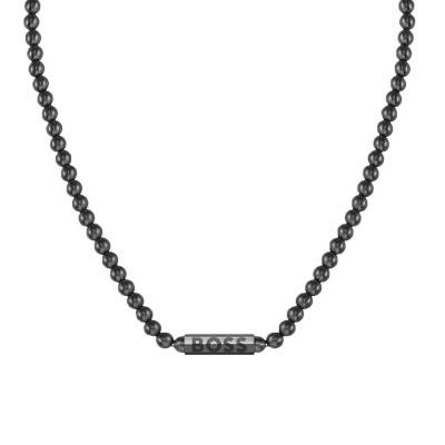 Black Steel Sphere Metal Necklace, Length 51 cm - 1580657 - Boss