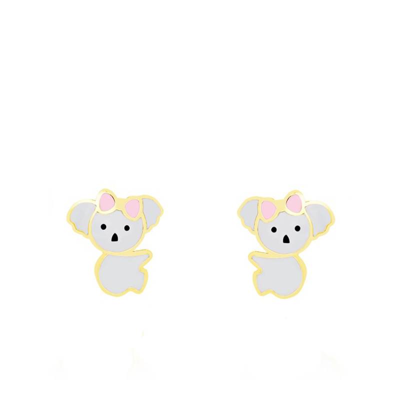 Yellow Gold & Enamel Koala Earrings - Bambins