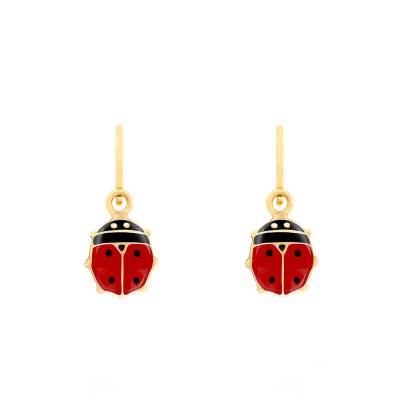 375 Yellow Gold Ladybug Stud Earrings - Bambins