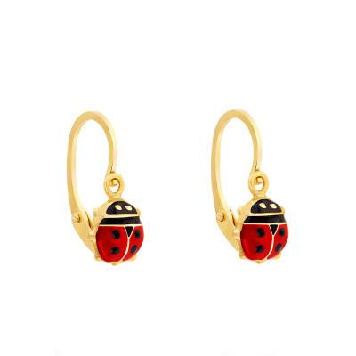 375 Yellow Gold Ladybug Stud Earrings - Bambins