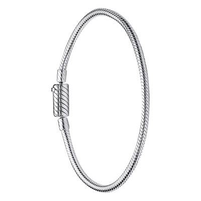 925 Silver Snake Chain Bracelet with Magnetic Clasp, Length 17 cm to 21 cm - Pandora