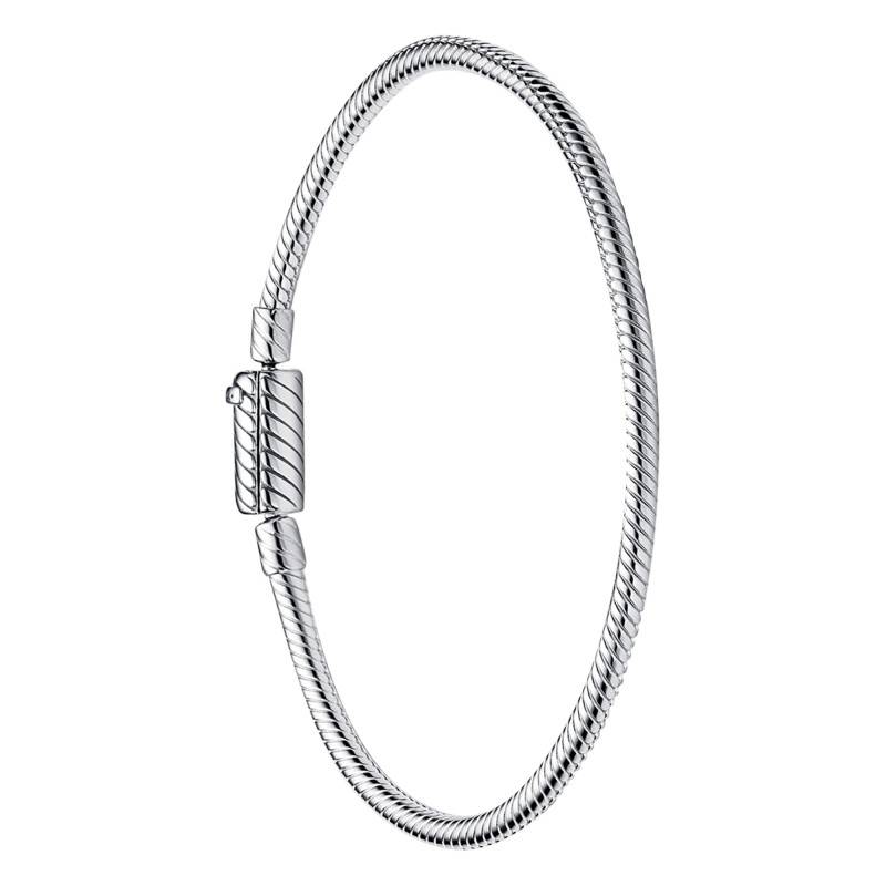 925 Silver Snake Chain Bracelet with Magnetic Clasp, Length 17 cm to 21 cm - Pandora