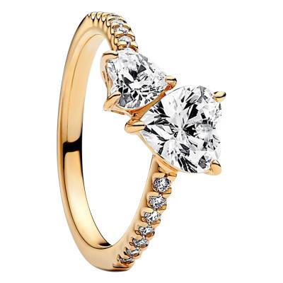 Gold Double Sparkling Hearts Ring - Pandora