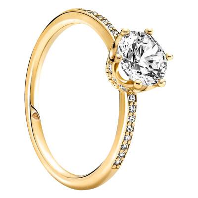 Bague Solitaire Couronne Scintillante Dorée - Pandora