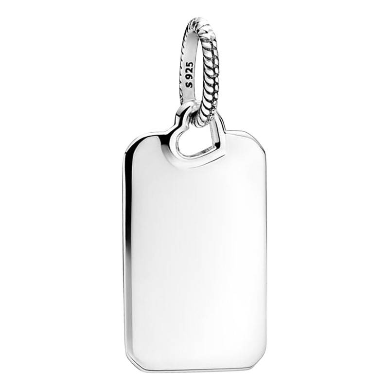 925 Silver Engravable Rectangular Plate Pendant - Pandora