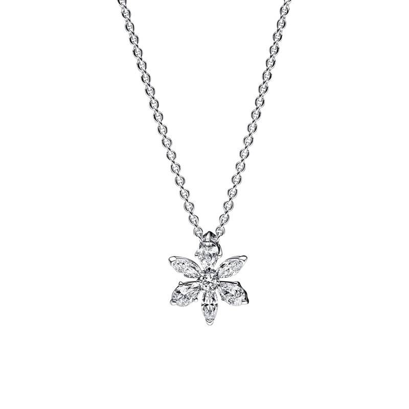 925/1000 Silver Sparkling Herbarium Necklace, 45 cm Length - Pandora
