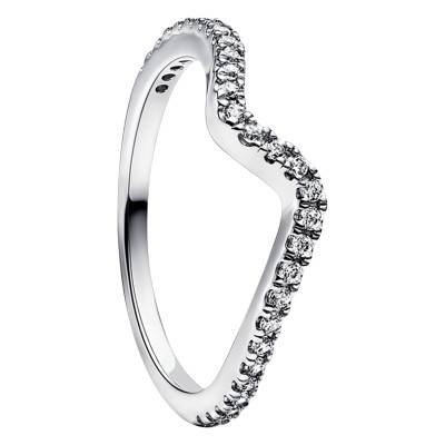 925 Silver & Cubic Zirconia Sparkling Wave Ring - Pandora