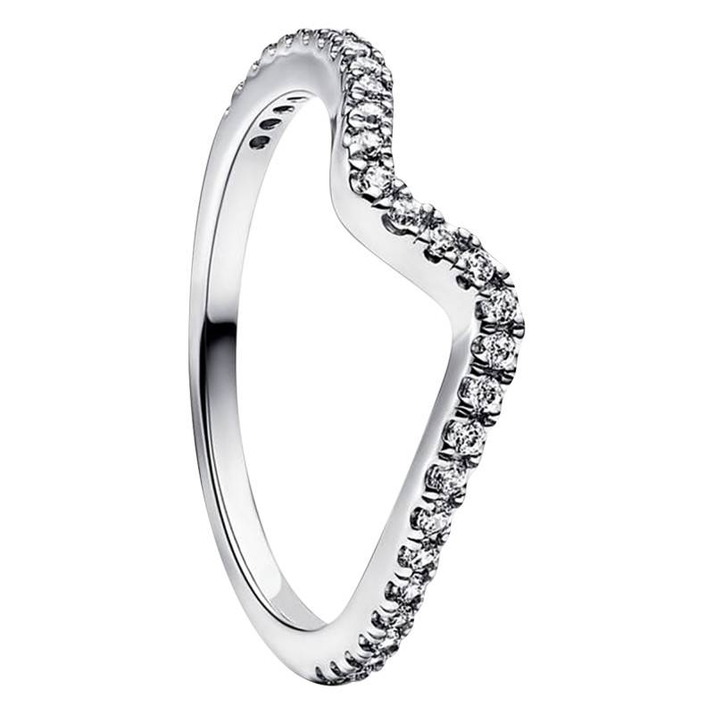 925 Silver & Cubic Zirconia Sparkling Wave Ring - Pandora
