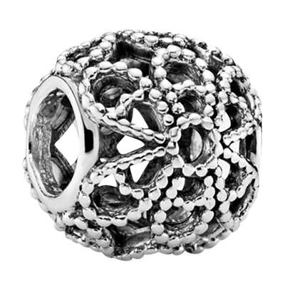 925 Silver Openwork Pearl Flower Charm - Pandora