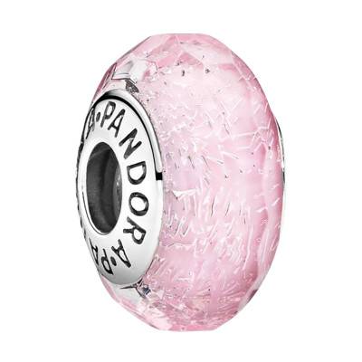 Charm Verre de Murano Rose Facetté en Argent 925 - Pandora