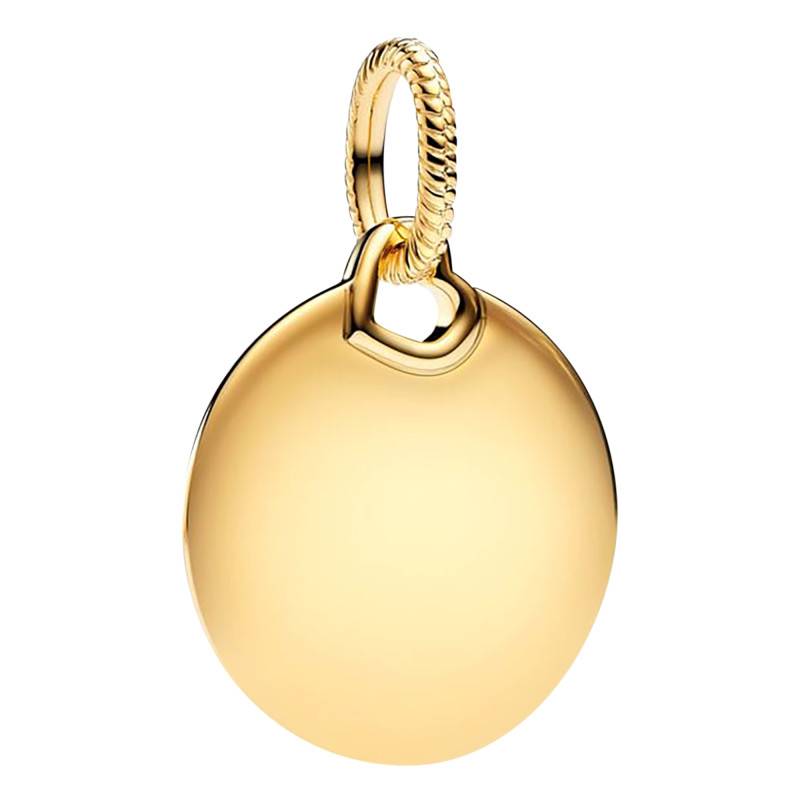 Gold-Plated Engravable Round Plate Pendant Charm - Pandora