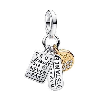 925 Silver Triple Friendship Pendant Charm - Pandora