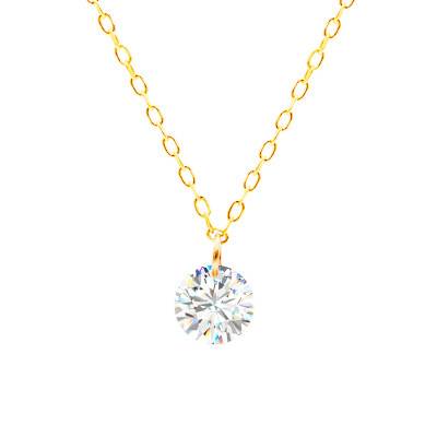 Collier Diamant Synthétique 0,30 ct Rond & Or Jaune 750, Longueur 42 cm - Demetra