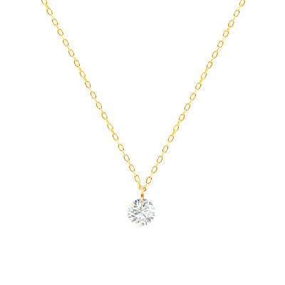 Yellow Gold 750 & Synthetic Diamond 0.30 ct Necklace, Length 42 cm - Demetra
