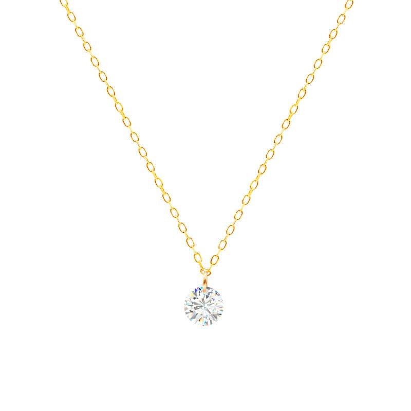 Yellow Gold 750 & Synthetic Diamond 0.30 ct Necklace, Length 42 cm - Demetra