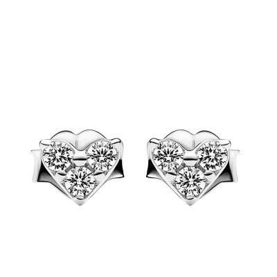 925 Silver & Three-Stone Heart Stud Earrings - Pandora
