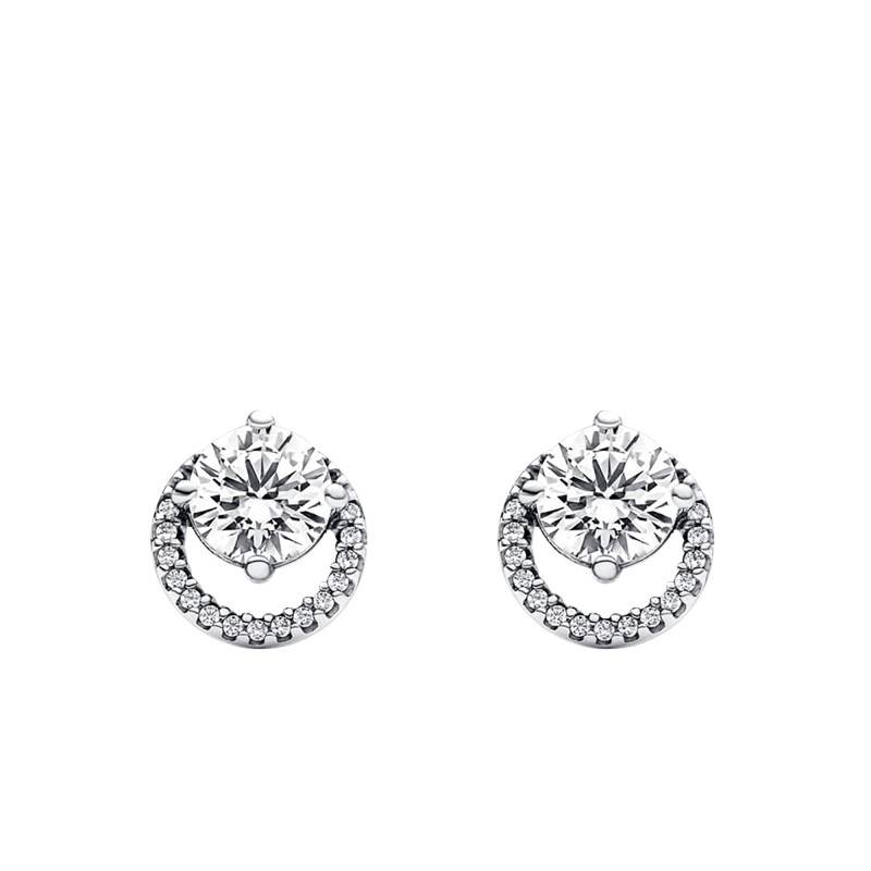 925 Silver Sparkling Round Stud Earrings - Pandora
