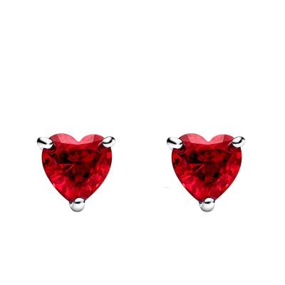 925 Silver Red Heart Stud Earrings - Pandora