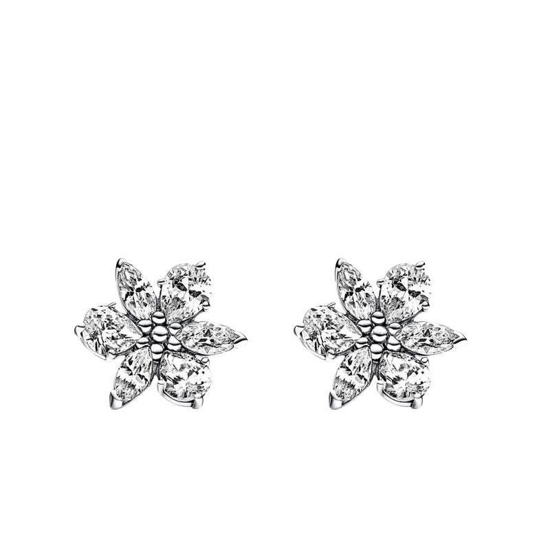 925/1000 Silver Sparkling Herbarium Stud Earrings - Pandora