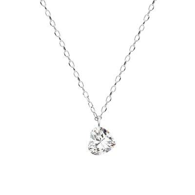 Collier Coeur Diamant Synthétique 0,30 ct & Or Blanc 750, Longueur 42 cm - Demetra