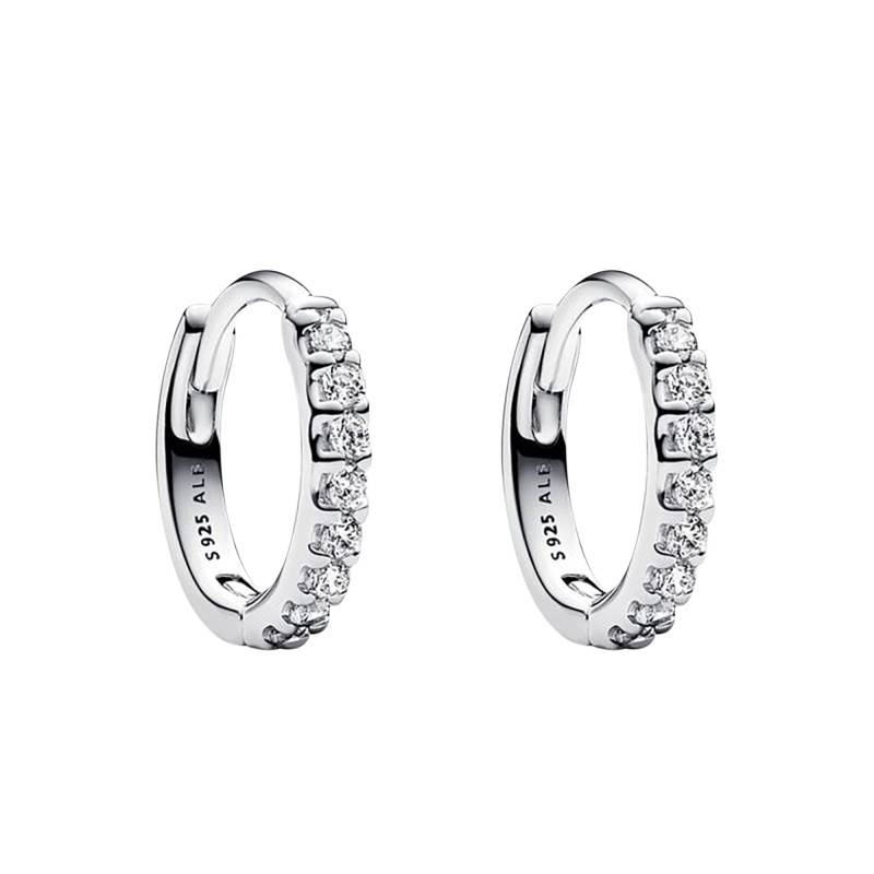 Sparkling Wraparound 925 Silver Hoop Earrings - Pandora
