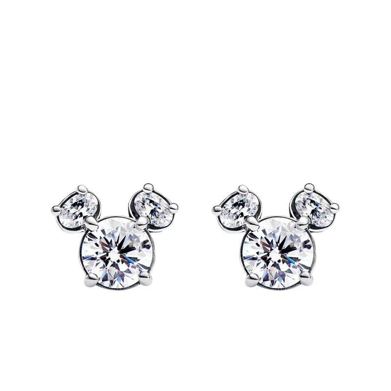 Sparkling 925/1000 Silver Disney Mickey and Minnie Stud Earrings - Pandora