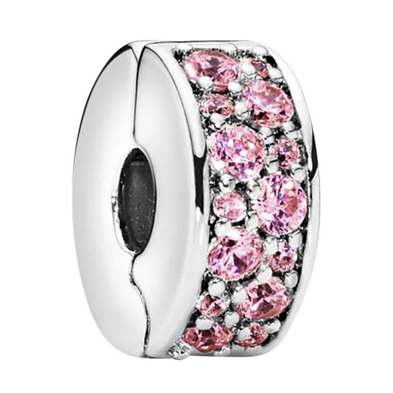 925/1000 Silver & Pink Stone Clip Charm - Pandora