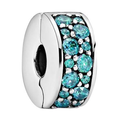 Clip 925 Silver & Blue-Green Stone Charm - Pandora
