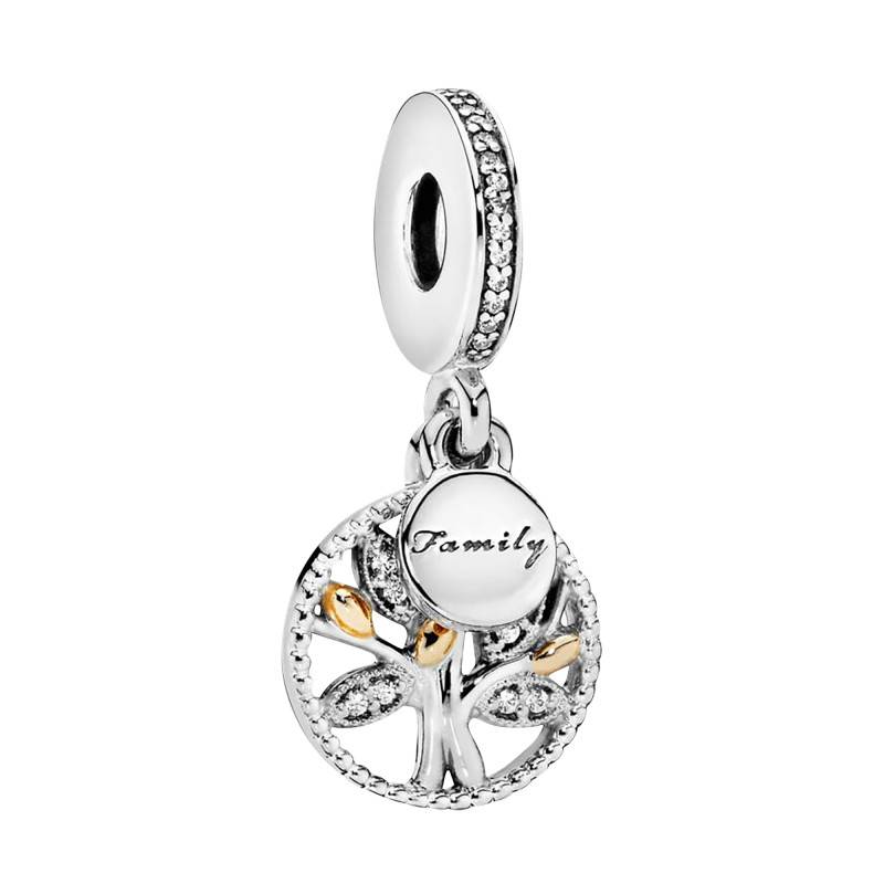 925 Silver & Gold-Tone Metal Sparkling Tree of Life Pendant Charm - Pandora