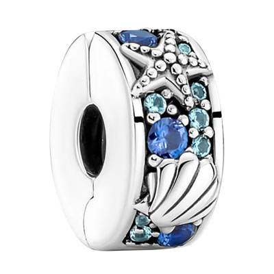 925/1000 Silver Tropical Starfish & Seashell Clip Charm - Pandora