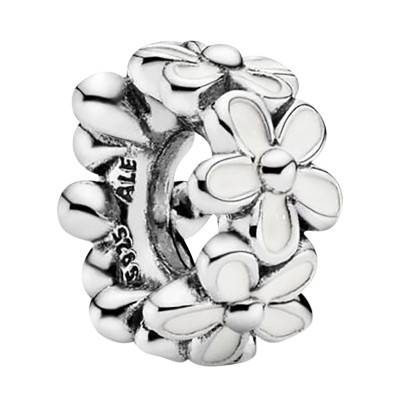 925 Silver White Daisy Spacer Charm - Pandora
