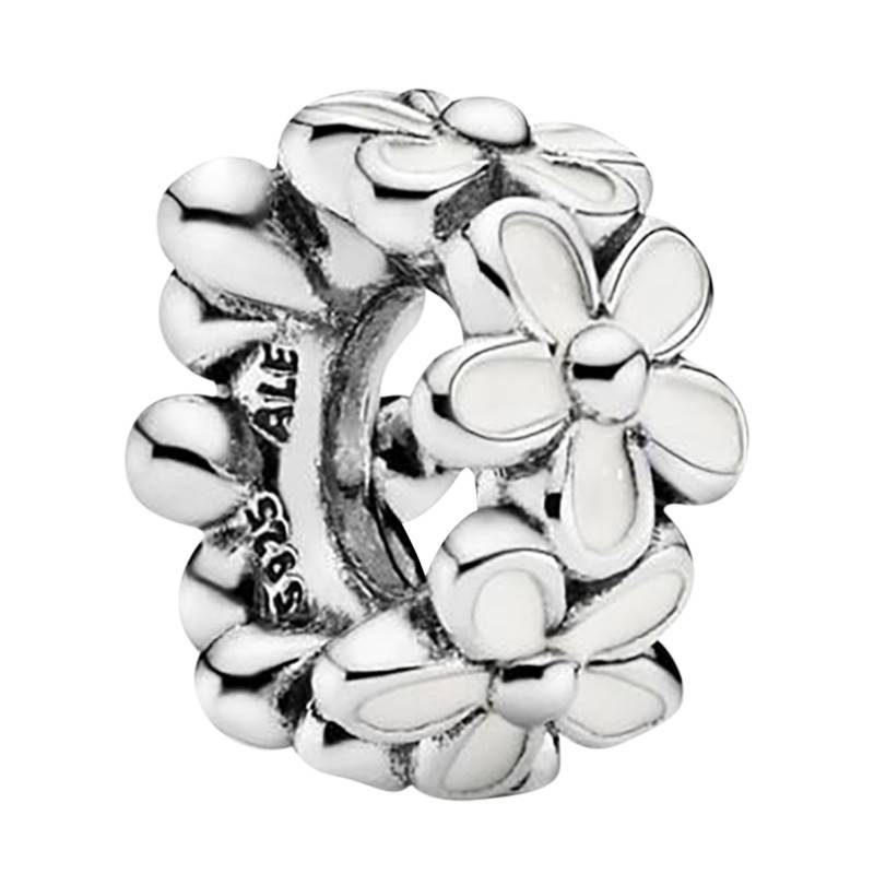 925 Silver White Daisy Spacer Charm - Pandora