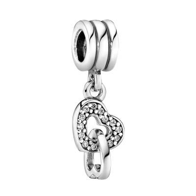 925 Silver Intertwined Hearts Pendant Charm - Pandora