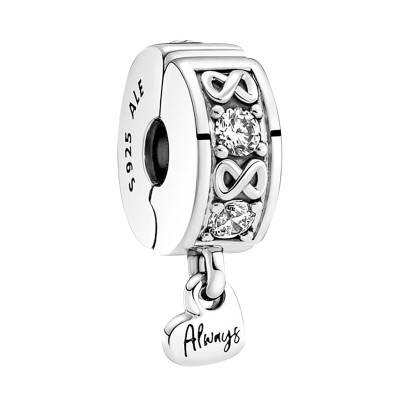 Charm Clip Pavé Ma Famille Pour Toujours en Argent 925 - Pandora