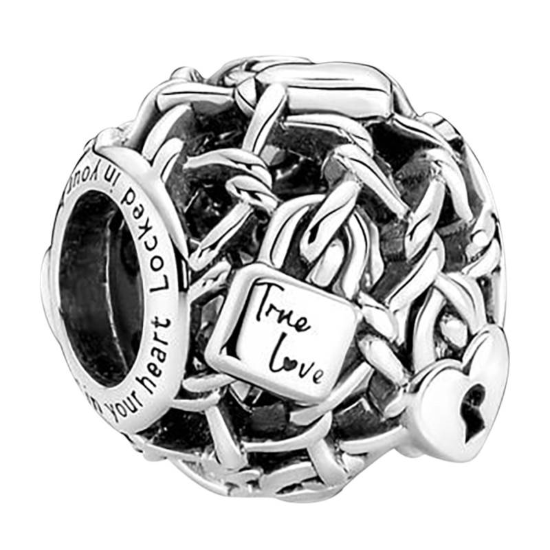 925/1000 Silver Openwork Chain Lock Charm - Pandora