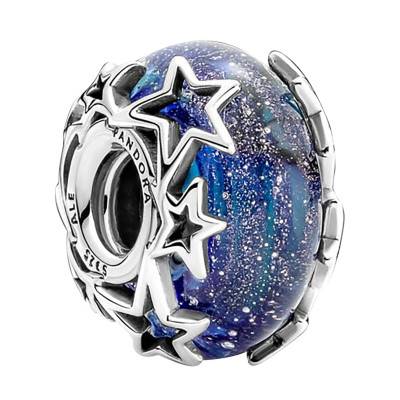 Charm en Verre de Murano Bleu Galaxie & Étoile et en Argent 925 - Pandora