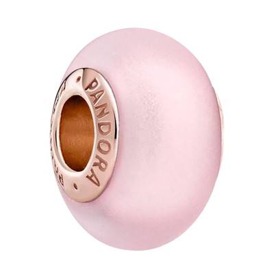 Charm en Verre de Murano Rose Mat et Argent 925 - Pandora