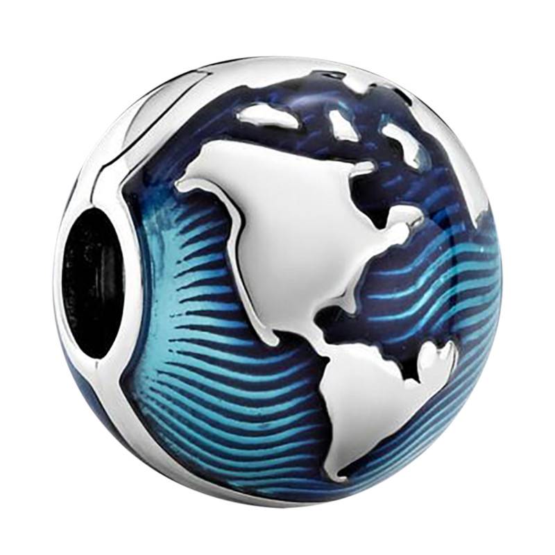 925/1000 Silver Blue Globe Clip Charm - Pandora