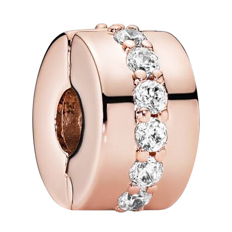 Rose Gold Sparkling Row Spacer Charm - Pandora