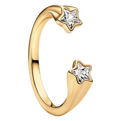 Bague Ouverte Étoiles Filantes en Métal Doré - Pandora