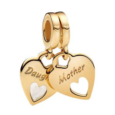 Double Separable Heart Pendant Charm in Gold - Pandora