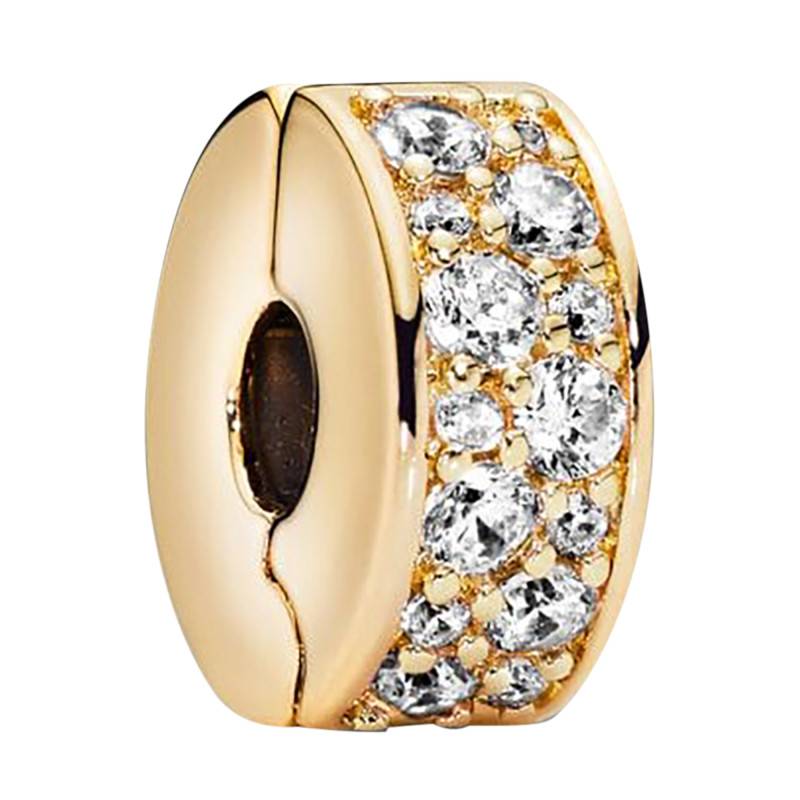 Gold-Plated Clip Charm & White Stones - Pandora