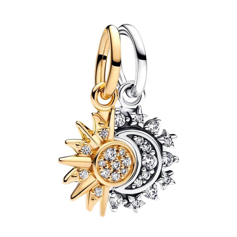 925 Silver & Gold-Plated Metal Separable Sun and Moon Pendant Charm - Pandora