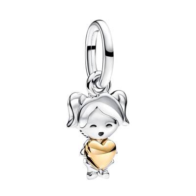 Happy Girl Pendant Charm in 925 Silver and Gold-Plated Metal - Pandora