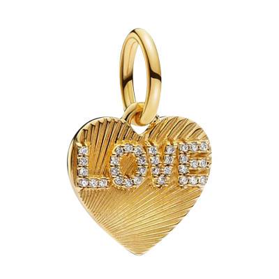 Gold Engravable Love Heart Pendant Charm - Pandora